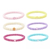 6Pcs 6 Color Flat Round with Heart Acrylic Beaded Stretch Bracelets Set for Women BJEW-JB08062-1