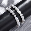 Natural Moonstone Round Beaded Stretch Bracelets for Men Women BJEW-G743-01G-1
