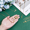 4Pcs 4 Styles Brass & 304 Stainless Steel Sideways Cross Box Chain Necklaces for Women NJEW-UN0001-67-3