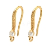 Brass Clear Cubic Zirconia Earring Hooks KK-H532-23G-1
