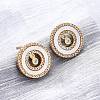 Flat Round Brass Micro Pave Cubic Zirconia Stud Earrings KK-D363-15G-4