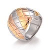 Ion Plating(IP) 304 Stainless Steel Rhombus Pattern Chunky Ring for Women RJEW-B040-10B-1