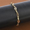 304 Stainless Steel Dapped Chains Bracelets for Women BJEW-D466-08C-G-1