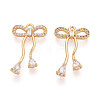 Brass Micro Pave Clear Cubic Zirconia Pendants KK-T078-08G-02-1
