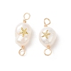 Grade AA Natural Cultured Freshwater Pearl Connector Charms with Golden Tone Alloy Slices PALLOY-JF01996-01-1