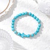 Synthetic Turquoise Beaded Stretch Bracelets for Women BJEW-JB12288-03-1