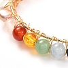 Natural Pearl Bead & Mixed Gemstone Beads Cuff Bangles for Women Girl Gift BJEW-JB06826-02-5