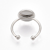 Tarnish Resistant 201 Stainless Steel Cuff Finger Rings Components STAS-T047-19A-2