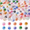 160Pcs 10 Colors Duotone Spray Painted Crackle Acrylic Beads OACR-DC0001-43-1