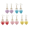 Handmade Glass Seed Beads Heart Dangle Earrings EJEW-MZ00577-2