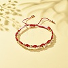 Eye Shape Brass Braided Bead Bracelet BJEW-TA00114-02-2