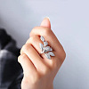 Brass Micro Pave Clear Cubic Zirconia Finger Rings FS-WG77E03-02-2