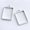 Rack Plating Alloy Rectangle Open Back Bezel Pendants PALLOY-S047-28B-FF-1