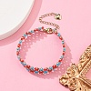 Rhombus Woven Glass Beaded Bracelets for Women BJEW-MZ00110-01-2