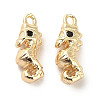 Brass Micro Pave Black Cubic Zirconia Charms KK-C054-25G-1