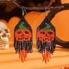 Pumpkin Patterned Tassel Dangle Earrings EV7109-1