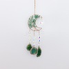Copper Wire Wrapped Natural Green Aventurine Chips Moon Suncatcher HJEW-H065-01G-1