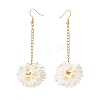 ABS Plastic Imitation Pearl Flower Long Dangle Earrings EJEW-JE05002-2