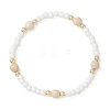 2Pcs Natural Fossil & Glass Round Beaded Stretch Bracelets for Women BJEW-JB13308-3