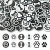60Pcs 6 Styles Dog Bone Print Wooden European Beads WOOD-CJ0002-39-1