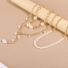 Aluminum & Plastic Pearl 3 Layer Nuggets Tassel Necklaces for Women WG0B97E-01-3