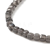 Natural Silver Sheen Obsidian Cube Beaded Stretch Bracelet for Women BJEW-JB08976-03-4
