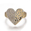 Brass Micro Pave Cubic Zirconia Cuff Rings RJEW-I074-10G-01-2