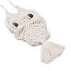 Handmade Woven Cotton Macrame Owl Pendant Decorations HJEW-JM02826-4