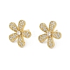 Flower Brass Micro Pave Cubic Zirconia Stud Earrings for Women EJEW-F316-13G-1