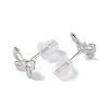 Anti-Tarnish Rhodium Plated Hollow Butterfly 999 Sterling Silver Stud Earrings for Women EJEW-S215-24P-3