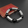 Stainless Steel & Resin Bead Stretch Bracelets for Women Men UF8116-1-2