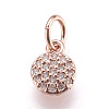 Brass Micro Pave Cubic Zirconia Charms ZIRC-E152-17RG-RS-1