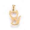 304 Stainless Steel Hollow Kitten Pendants STAS-P209-28-3