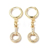 Clear Cubic Zirconia Circle Ring Dangle Hoop Earrings EJEW-B017-02G-1