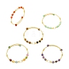 Natural Gemstone & Freshwater Pearl Beaded Copper French Wired Cuff Bangles for Women BJEW-JB13987-2