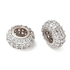 Brass Micro Pave Cubic Zirconia European Beads KK-A254-03B-P-1