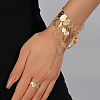 Vintage Real 18K Gold Plated Hollow Flower Multi-layer Coin Fringe Hand Back Ring Bracelets for Women RX7889-1