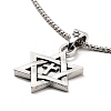 Star with Cross Alloy Pendant Necklace with 201 Stainless Steel Box Chains NJEW-D053-04AS-2