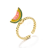 Brass Enamel Open Cuff Rings for Women RJEW-F179-08G-03-2
