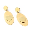 Oval with Heart Long Dangle Stud Earrings with 316 Stainless Steel Pins EJEW-F285-13G-1