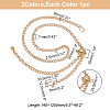 WADORN 2Pcs 2 Colors Adjustable Aluminium Curb Chain Bag Shoulder Straps FIND-WR0007-09-2
