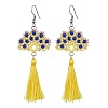 Handmade Glass Seed Beads Fan Dangle Earrings EJEW-MZ00292-02-1