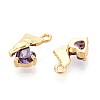 Brass Micro Pave Cubic Zirconia Charms KK-N263-96A-G-2