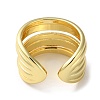 Rack Plating Brass Multi Lines Open Cuff Rings RJEW-K249-05G-3