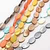 Dyed Oval Natural Freshwater Shell Beads Strands SHEL-E355-11-1