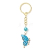 5 Pairs 5 Colors Butterfly Alloy Enamel Keychains KEYC-JKC00712-5