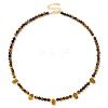 Adjustable 4MM Round and Teeardrop Natural Tiger Eye Beaded Necklace for Women Elegant Casual Jewelry Gift YO7964-1-1