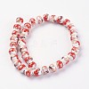Handmade Flower Printed Porcelain Ceramic Beads Strands PORC-J006-A07-2
