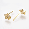 Brass Cubic Zirconia Stud Earring Findings X-KK-S350-036G-2