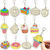 36Pcs Dessert Wooden Keychains ST-CJ0028-15-1